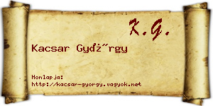 Kacsar György névjegykártya